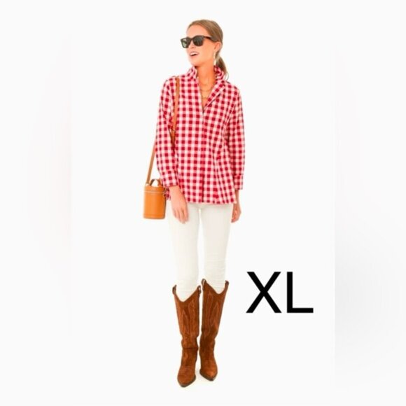 Pomander Place - Gingham Scarlett Button Down Shirt - pple Red. Size: XL. (1721) - Picture 1 of 10